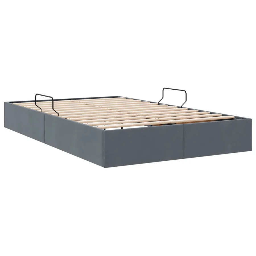 Cadre de lit ottoman Gris foncé 120 x 190 cm Velours - 9