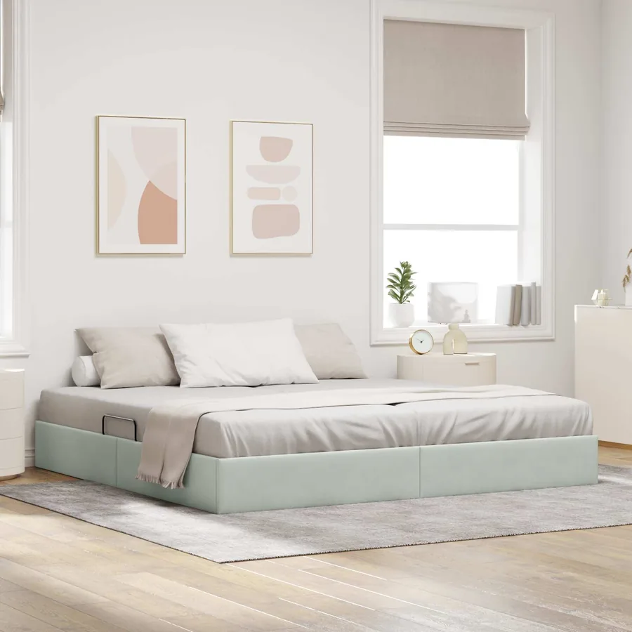 Cadre de lit ottoman Gris clair 200 x 200 cm Velours