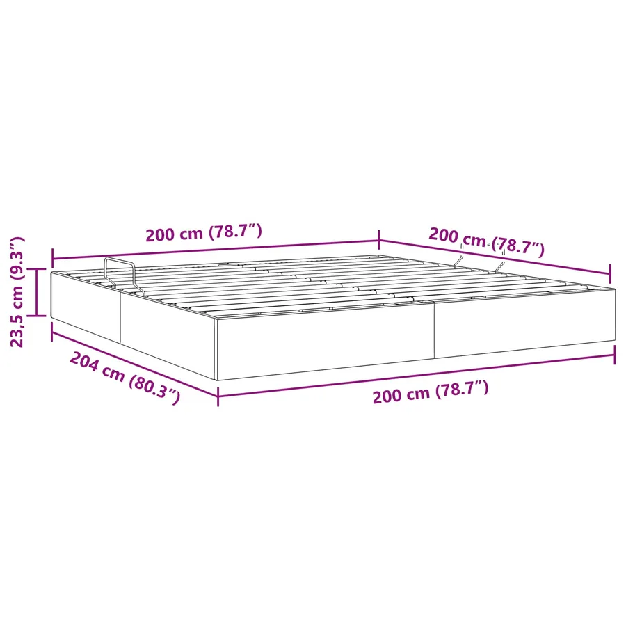 Cadre de lit ottoman Gris clair 200 x 200 cm Velours - 13