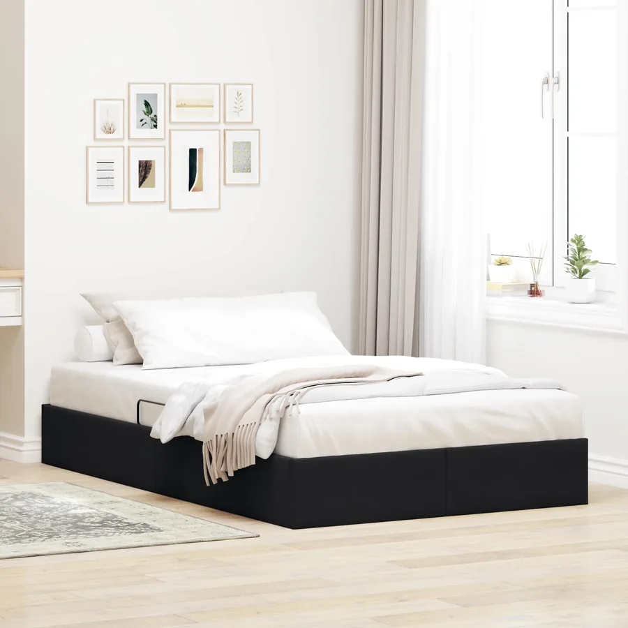 Cadre de lit ottoman avec stockage Noir 120 x 200 cm Velours