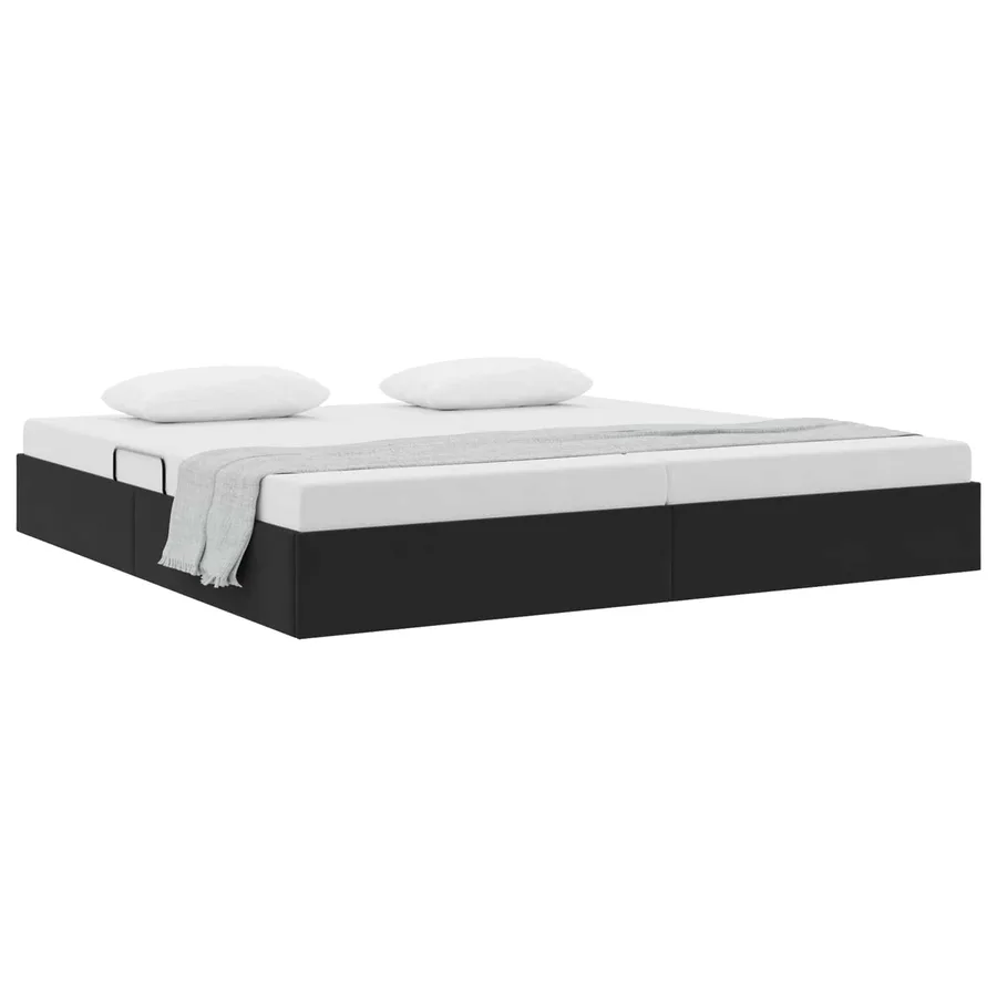 Cadre de lit ottoman avec stockage Noir 200 x 200 cm Velours - 3