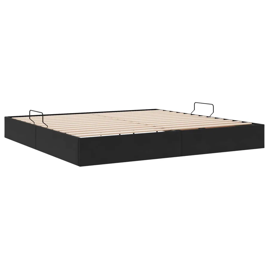 Cadre de lit ottoman avec stockage Noir 200 x 200 cm Velours - 9