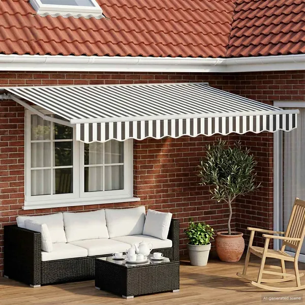 Auvent rétractable électrique Anthracite et blanc 3 x 2 m