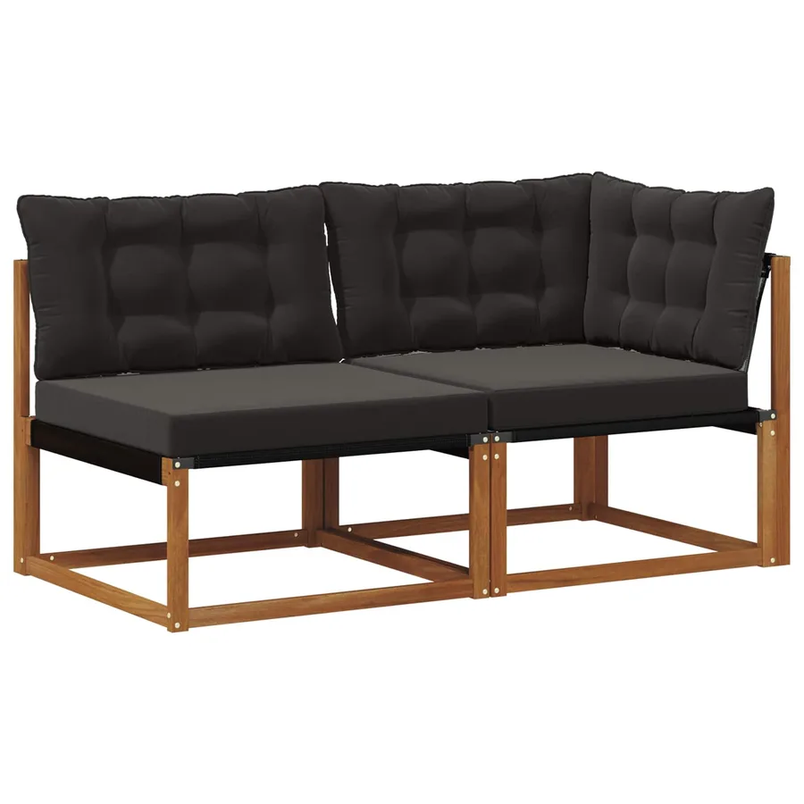 Canapé d’extérieur milieu et coin avec coussin 7 Pièce Naturel - 2