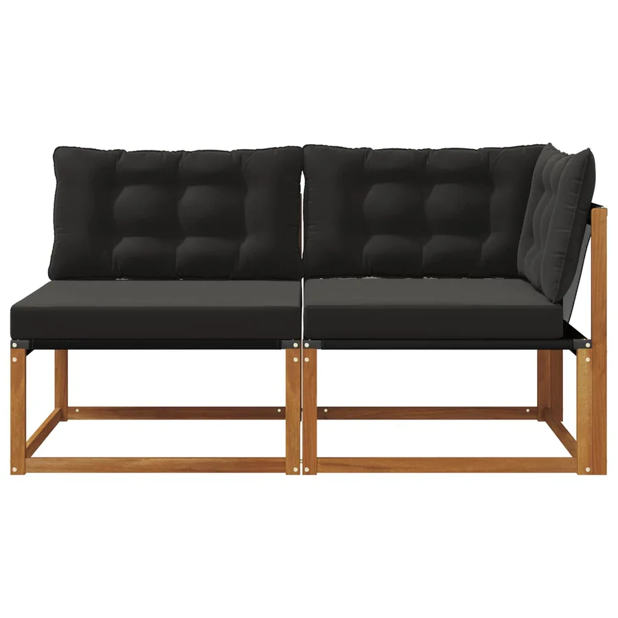 Canapé d’extérieur milieu et coin avec coussin 7 Pièce Naturel - 5