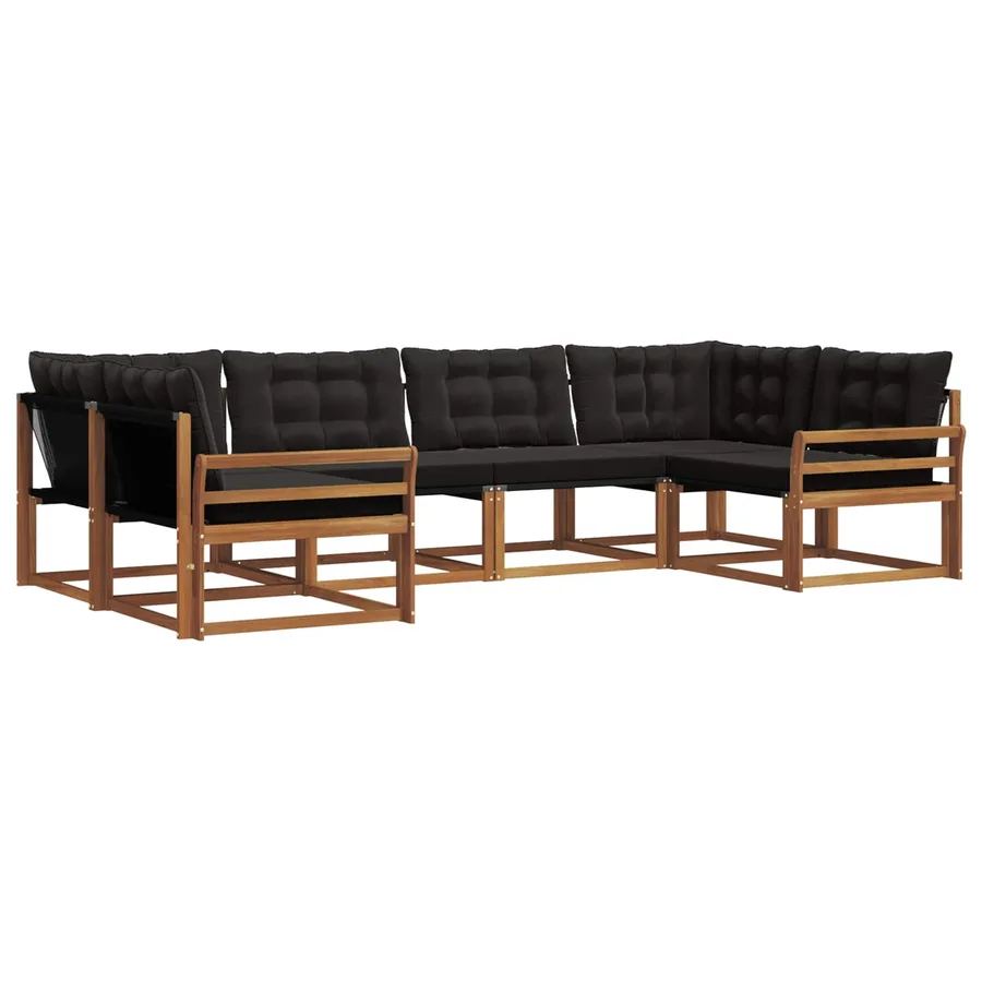 Ensemble de canapés d'extérieur 6 pcs Naturel et Noir - 2