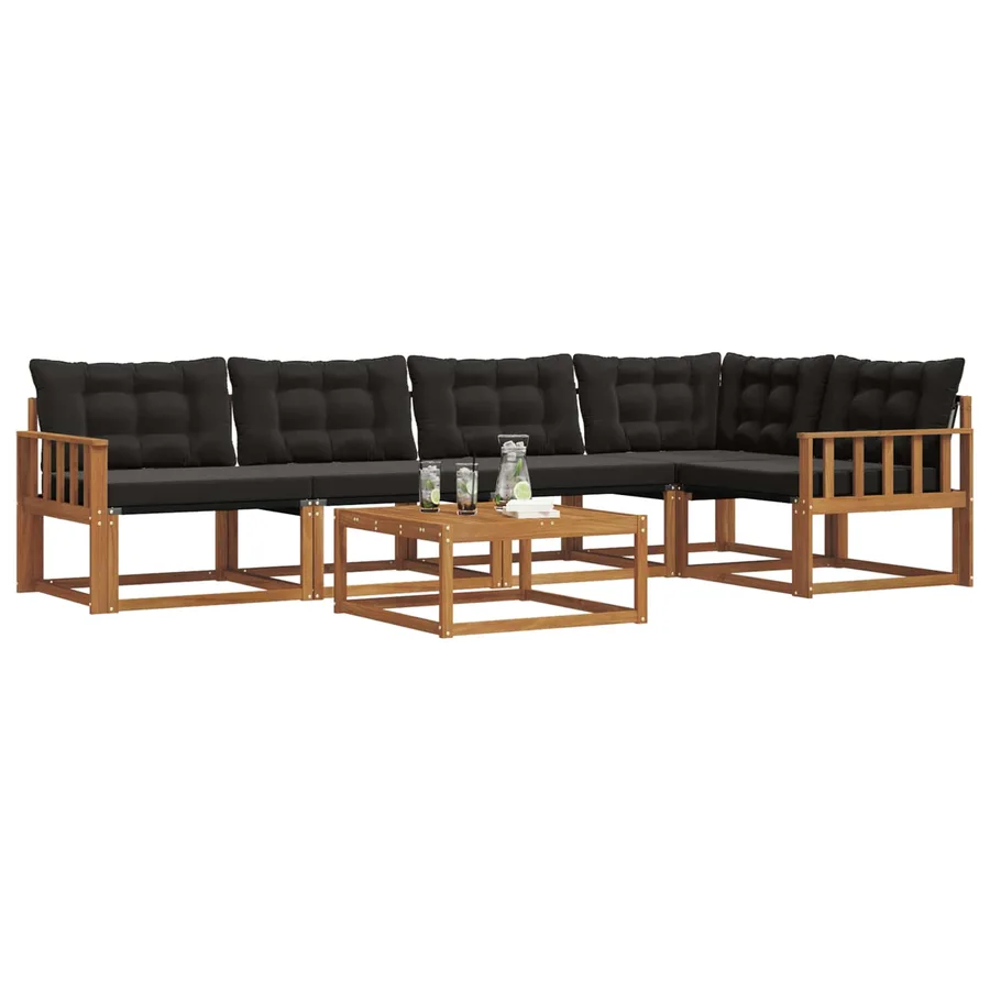 Ensemble de canapés d'extérieur 6 pcs Naturel et Noir - 3
