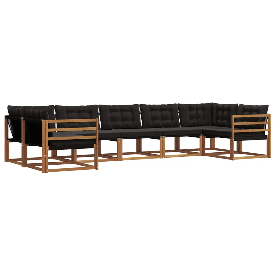 Ensemble de canapés d'extérieur 7 pcs Naturel et Noir - 2