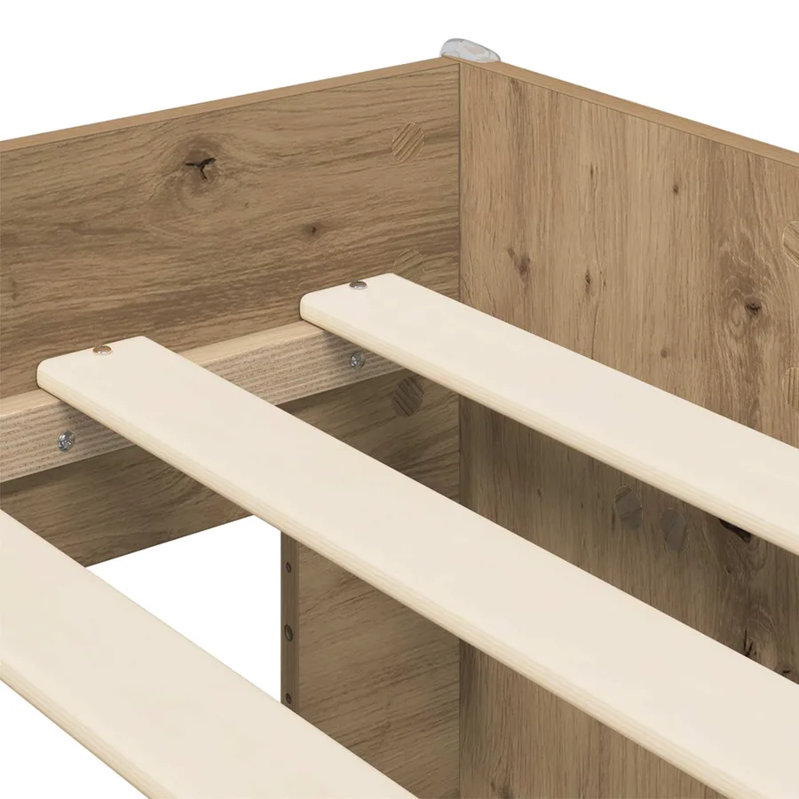 Lit haut pour enfants avec bureau Chêne artisanal - 6