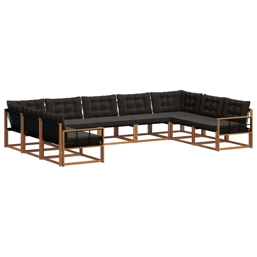 Ensemble de canapés d'extérieur 9 pcs Naturel et Noir - 2