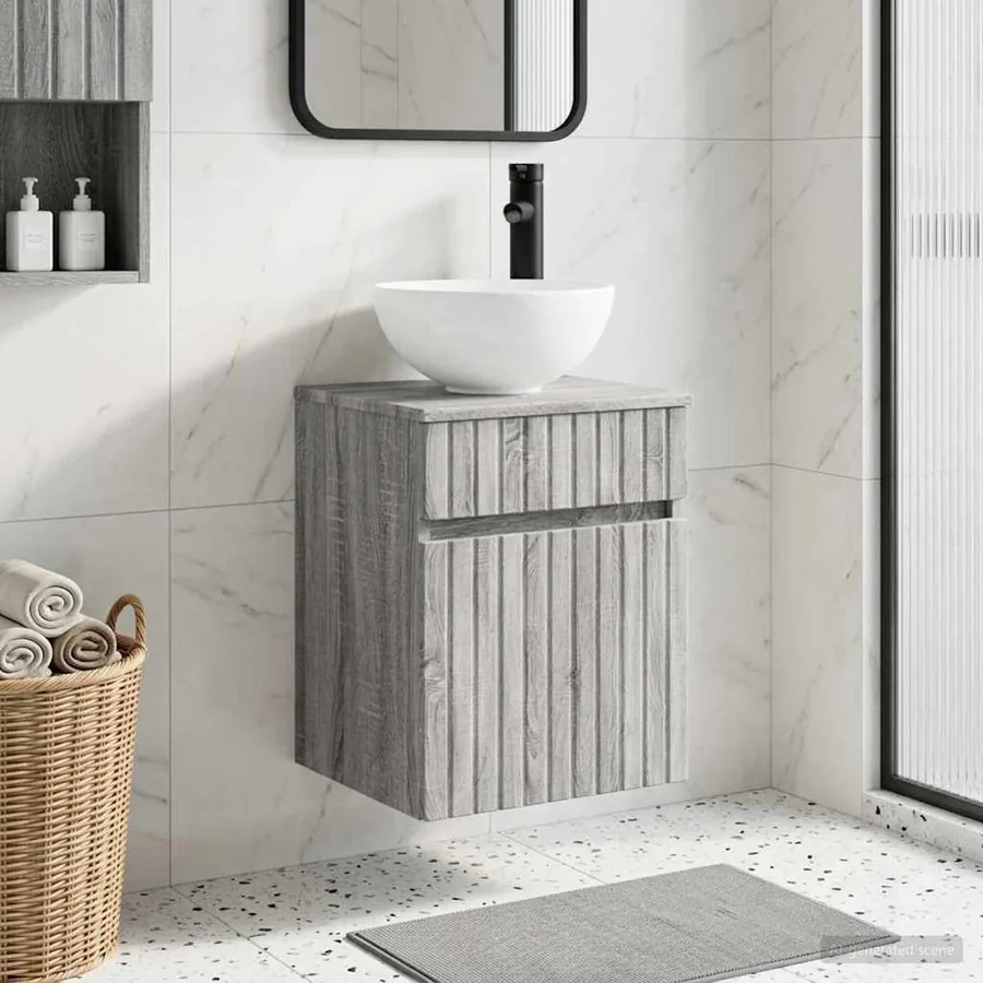 Meuble de lavabo mural Sonoma gris 39 x 35 x 63 cm