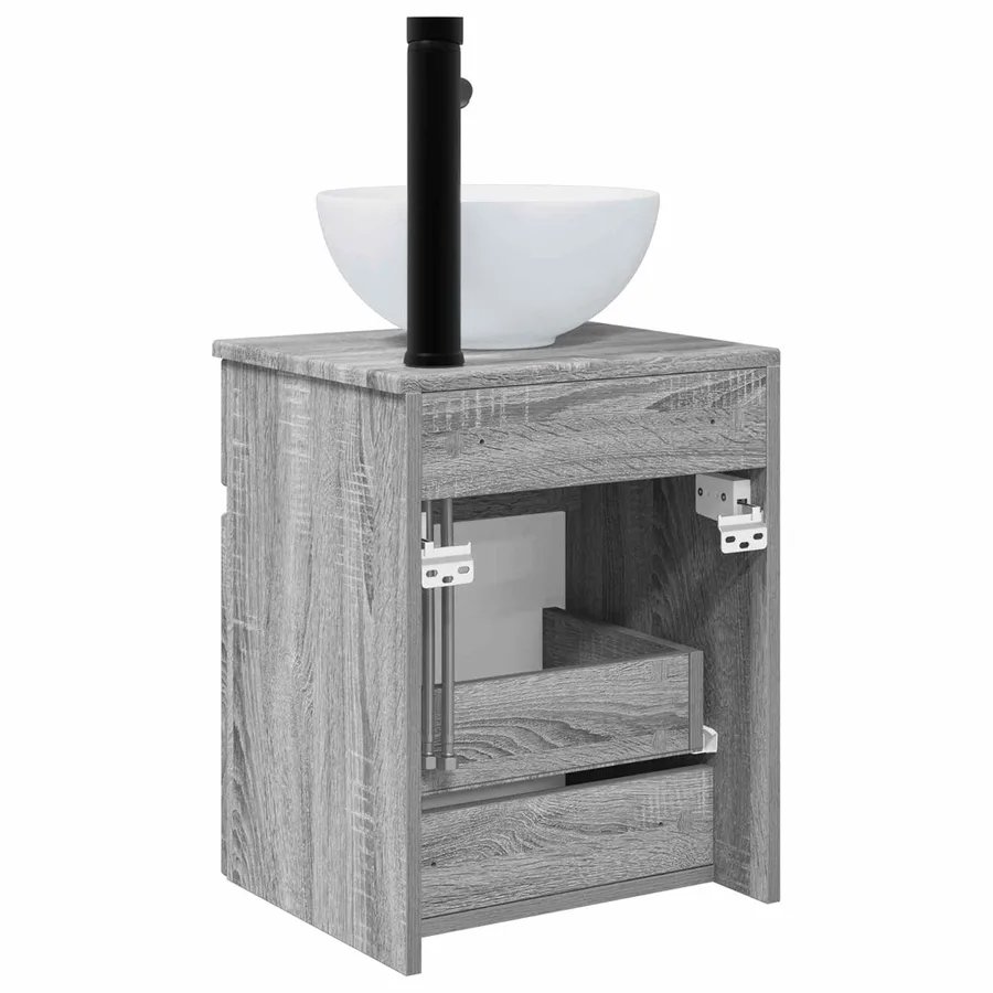 Meuble de lavabo mural Sonoma gris 39 x 35 x 63 cm - 4