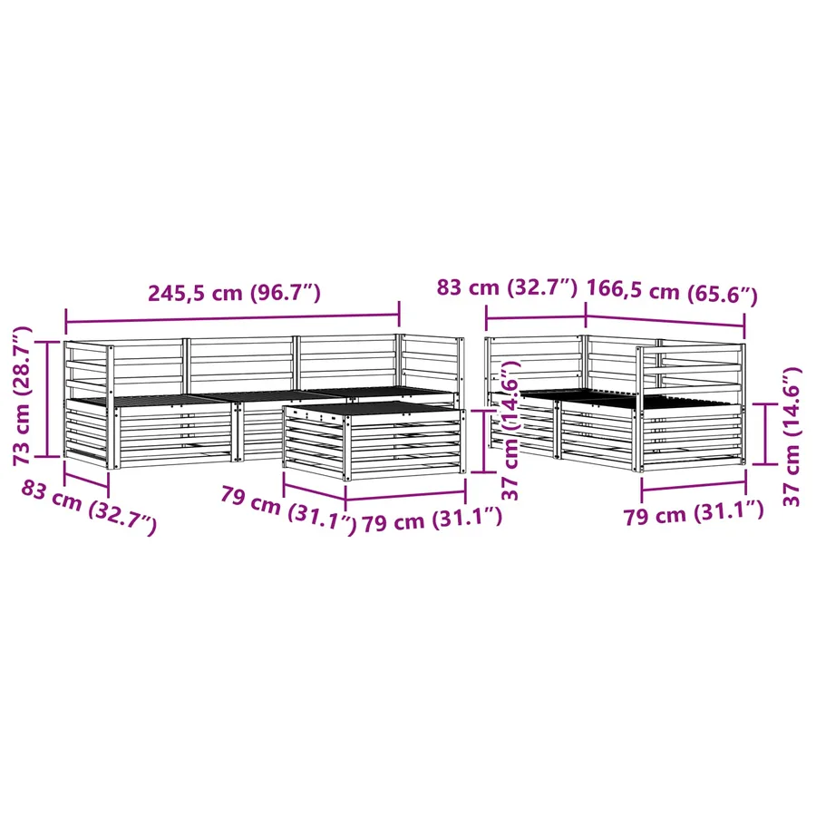 Ensemble de canapés d'extérieur 6 pcs Naturel - 10
