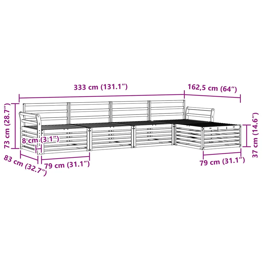 Ensemble de canapés d'extérieur 5 pcs Naturel - 8