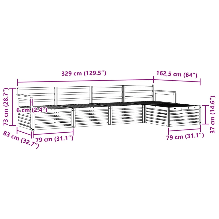 Ensemble de canapés d'extérieur 5 pcs Naturel - 8