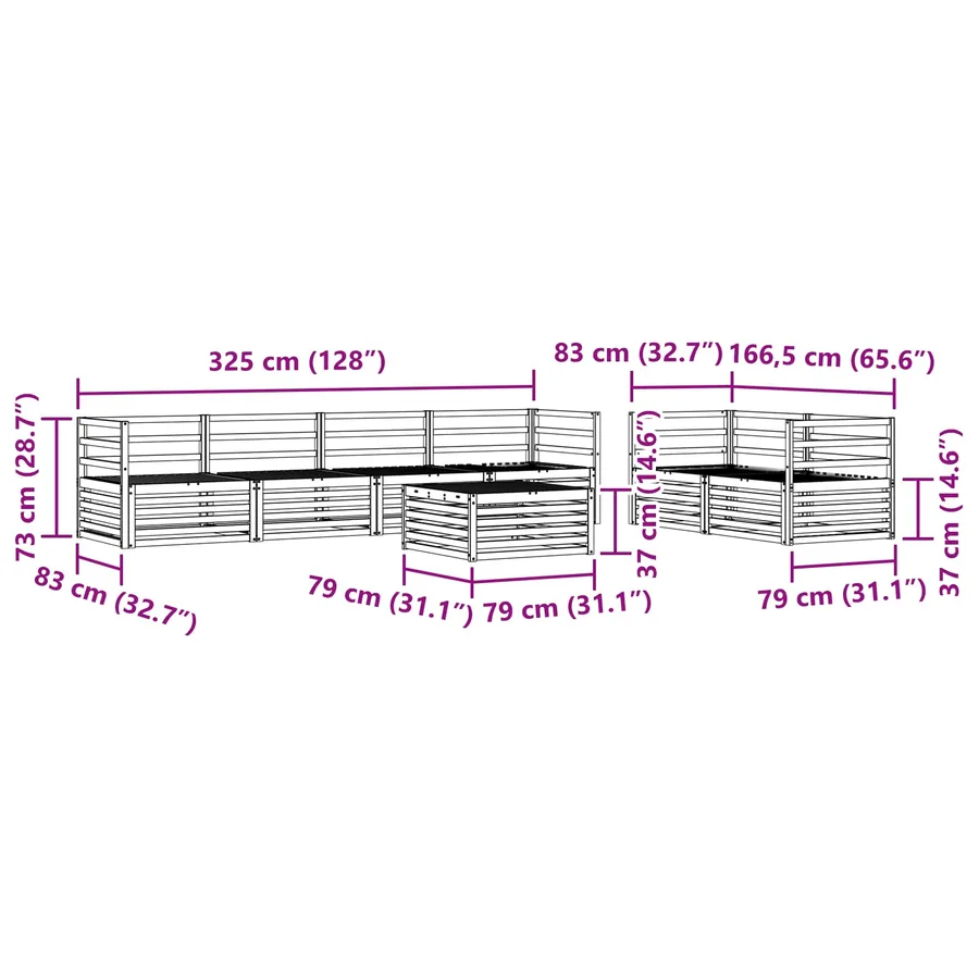 Ensemble de canapés d'extérieur 7 pcs Naturel - 9