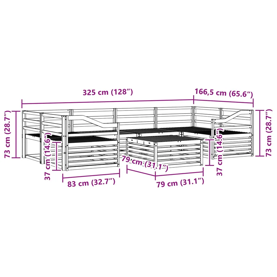 Ensemble de canapés d'extérieur 7 pcs Naturel - 10