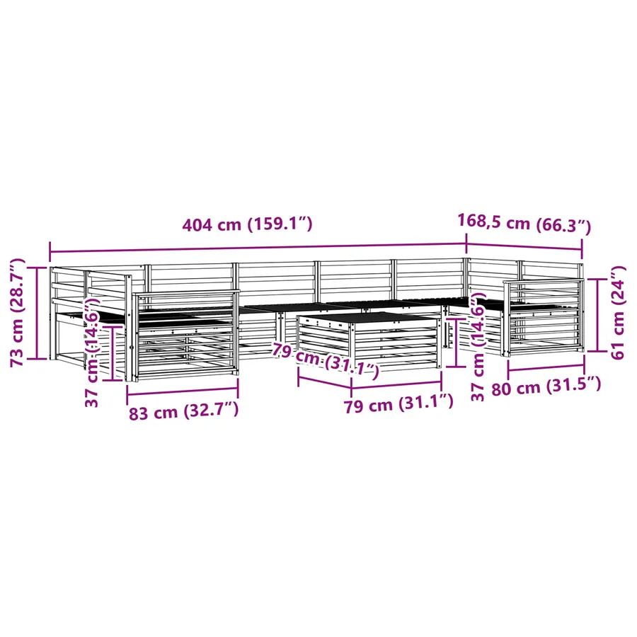 Ensemble de canapés d'extérieur 8 pcs Naturel - 8