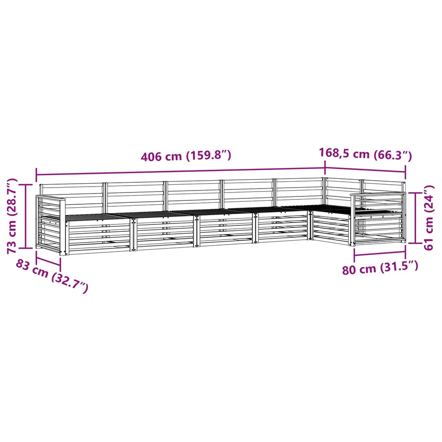 Ensemble de canapés d'extérieur 6 pcs Naturel - 8