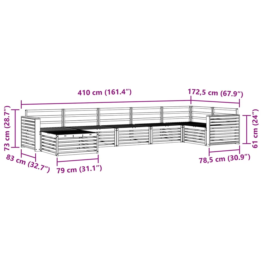 Ensemble de canapés d'extérieur 7 pcs Naturel - 8