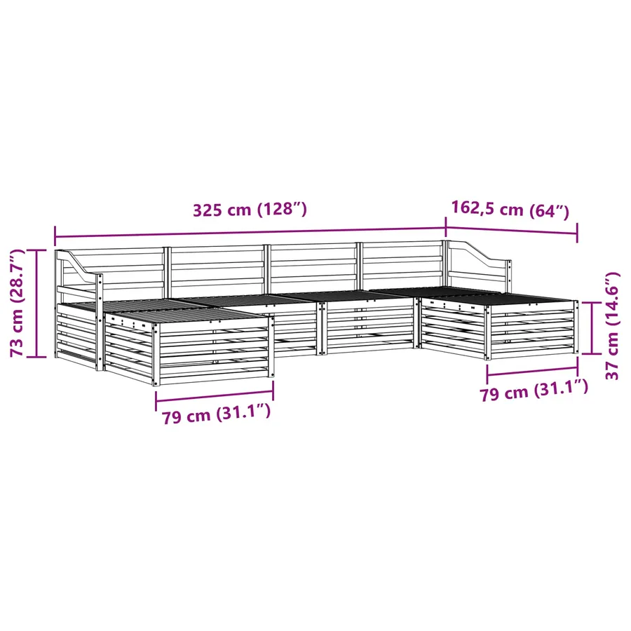 Ensembles de canapés 6 pcs Naturel Bois d'Acacia Massif - 8