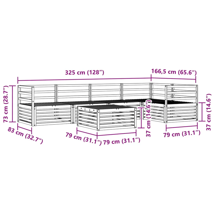 Ensemble de canapés d'extérieur 6 pcs Naturel - 11