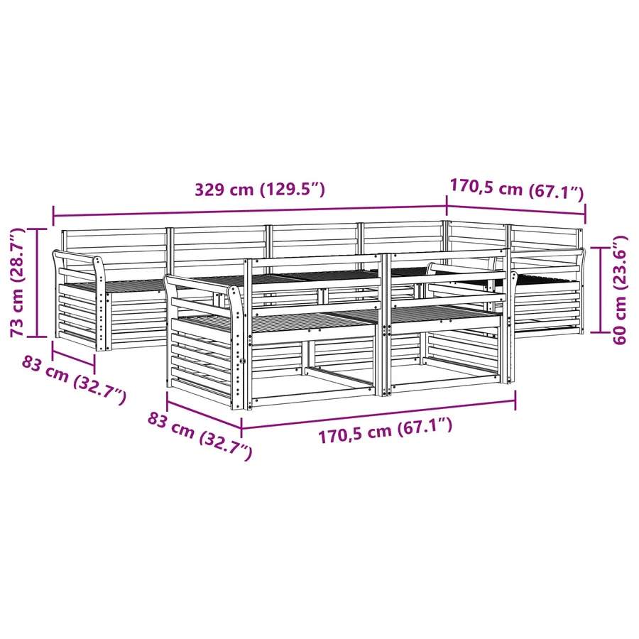 Ensemble de canapés d'extérieur 7 pcs Naturel - 7