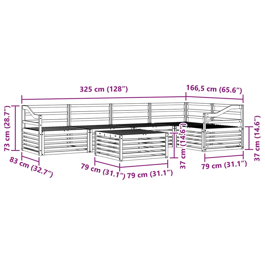 Ensemble de canapés d'extérieur 6 pcs Naturel - 10