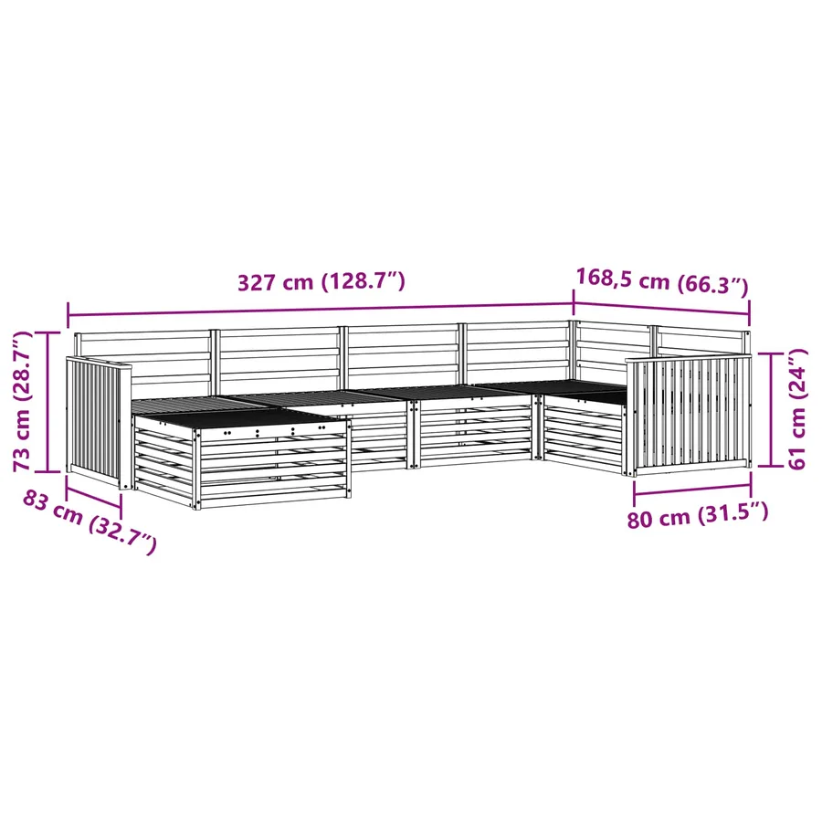 Ensemble de canapés d'extérieur 6 pcs Naturel - 9