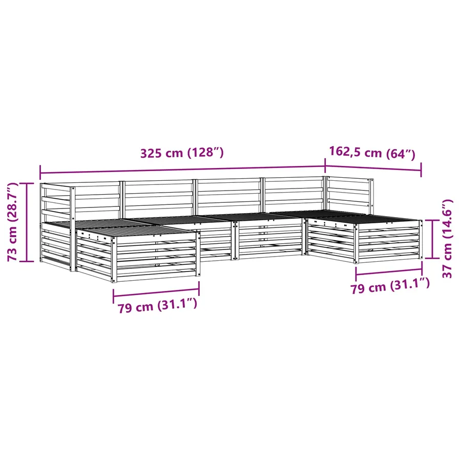 Ensembles de canapés 6 pcs Naturel Bois d'Acacia Massif - 8