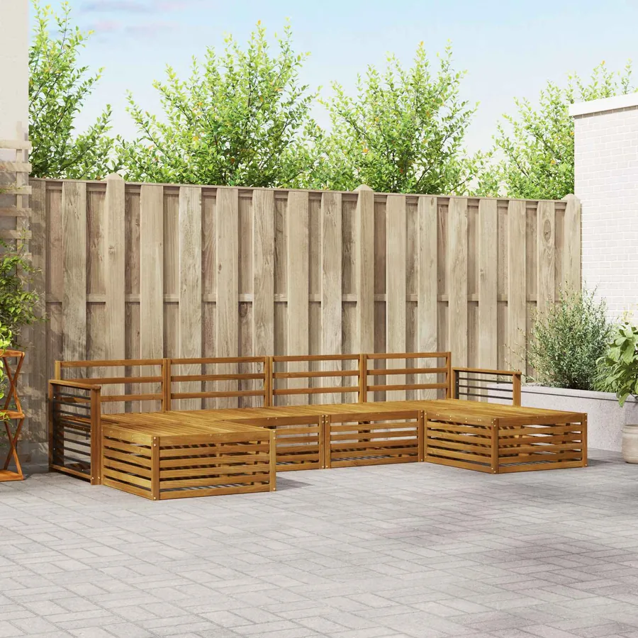 Ensembles de canapés 6 pcs Naturel Bois d'Acacia Massif