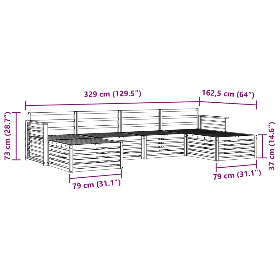 Ensembles de canapés 6 pcs Naturel Bois d'Acacia Massif - 8