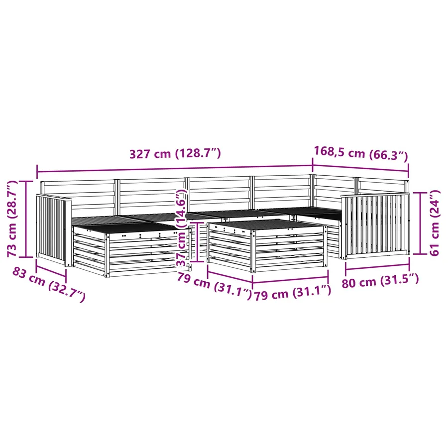 Ensemble de canapés d'extérieur 7 pcs Naturel - 11