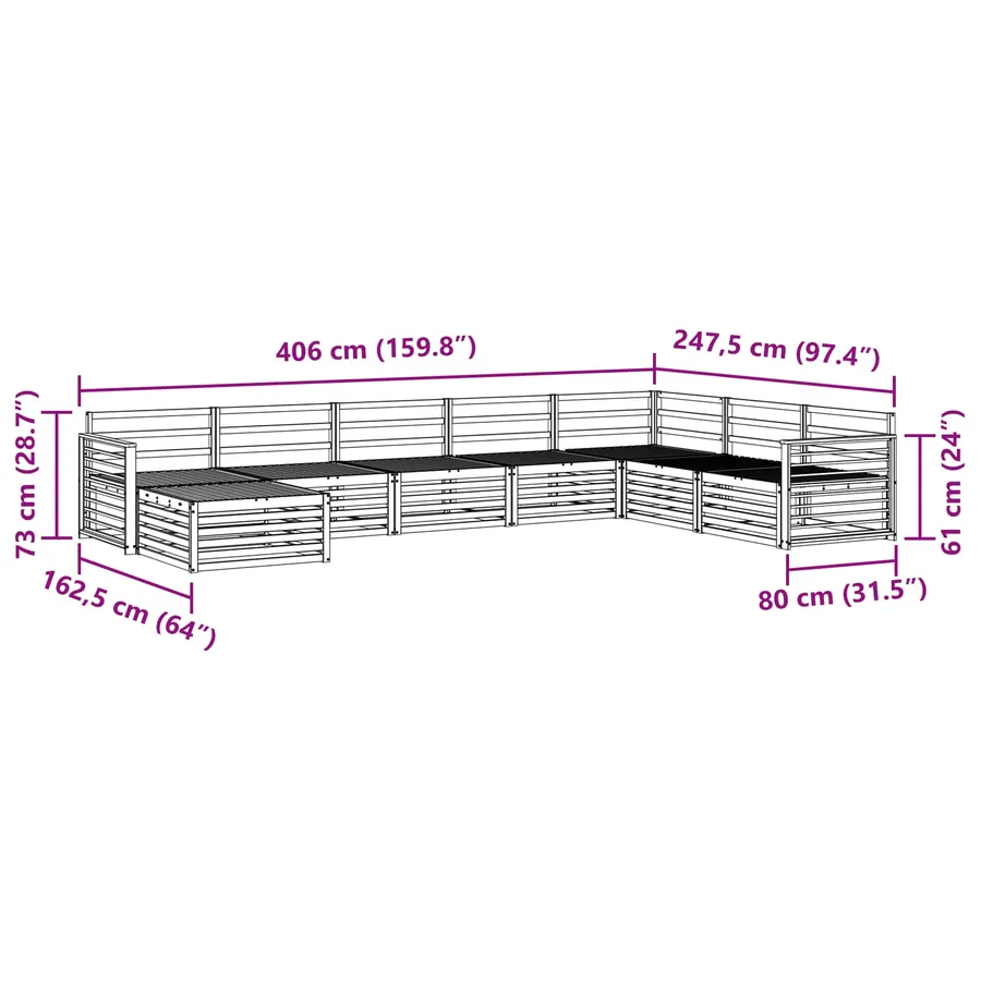 Ensembles de canapés 8 pcs Naturel Bois d'Acacia Massif - 9