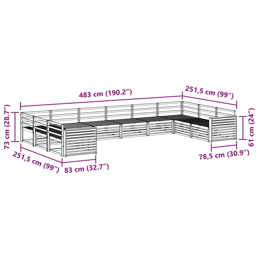 Ensembles de canapés 6 pc Naturel Bois d'Acacia Massif - 8