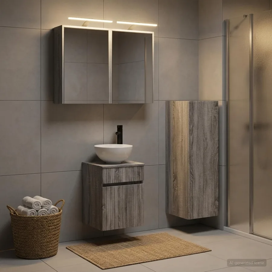 Ensemble de mobilier de salle de bain 4 pcs Sonoma gris