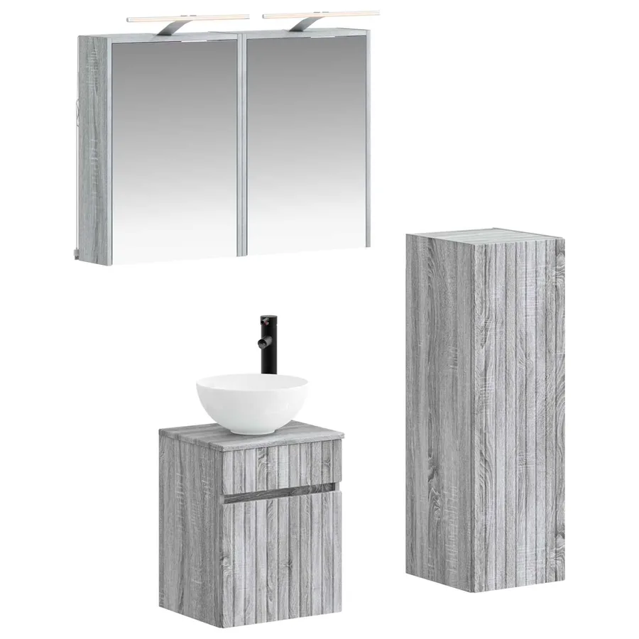 Ensemble de mobilier de salle de bain 4 pcs Sonoma gris - 2