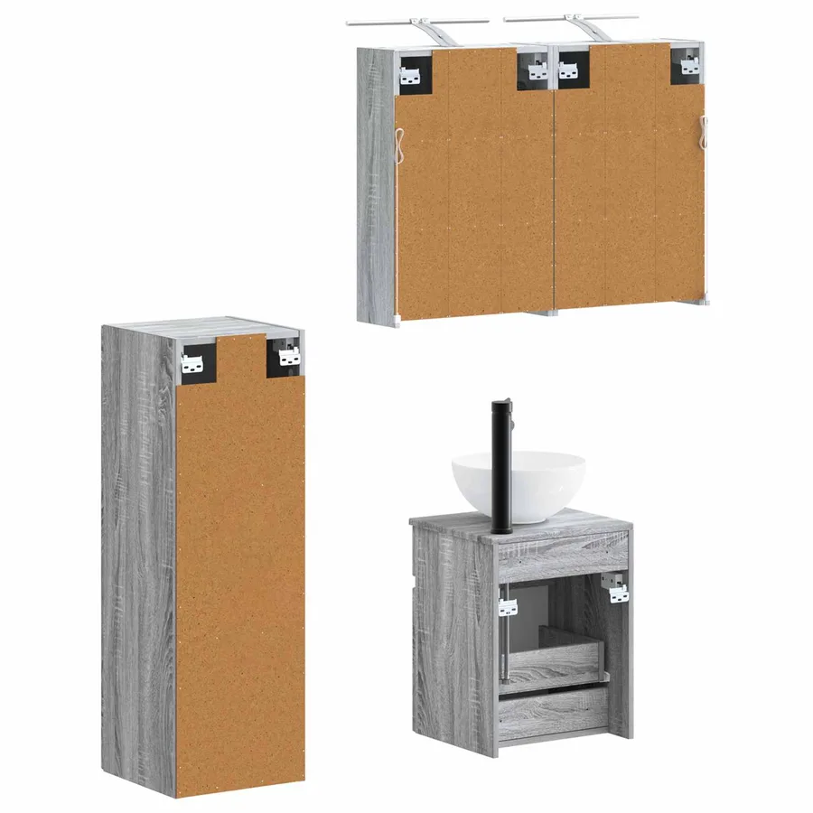 Ensemble de mobilier de salle de bain 4 pcs Sonoma gris - 5