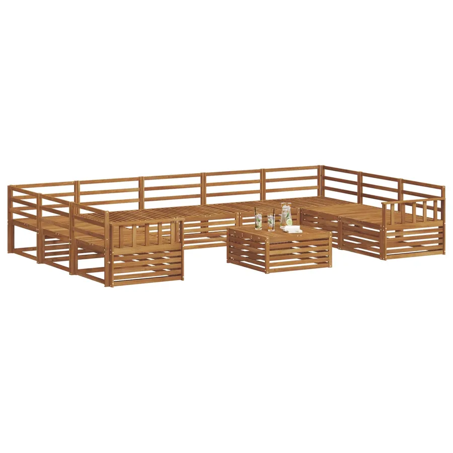 Ensemble de canapés d'extérieur 10 pcs Naturel - 3