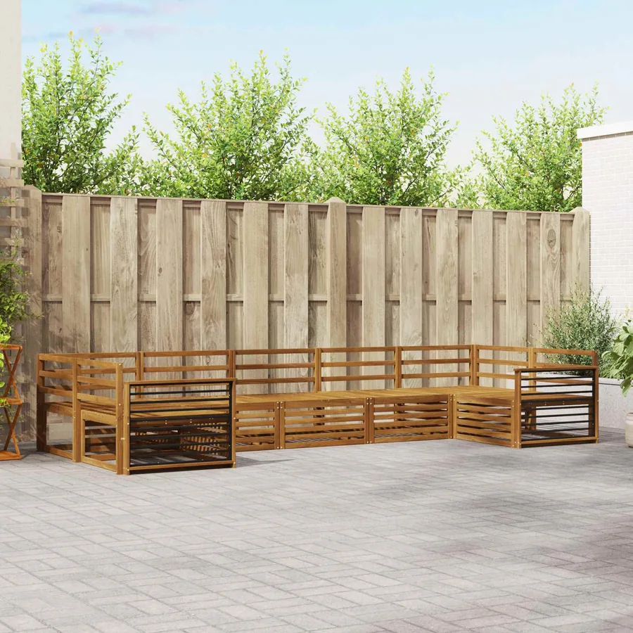 Ensembles de canapés 7 pcs Naturel Bois d'Acacia Massif