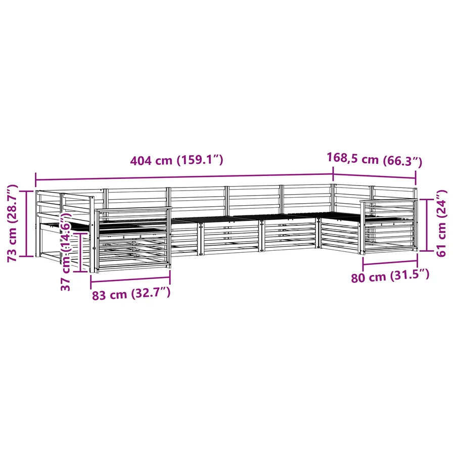 Ensembles de canapés 7 pcs Naturel Bois d'Acacia Massif - 8