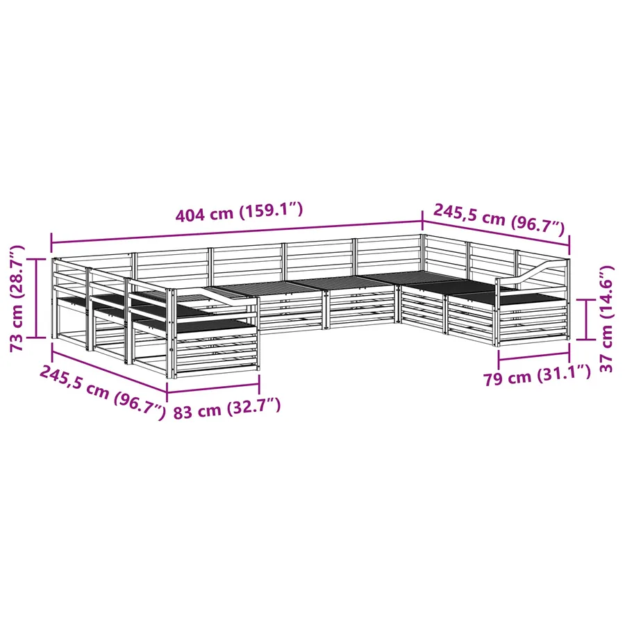 Ensemble de canapés d'extérieur 9 pcs Naturel - 8