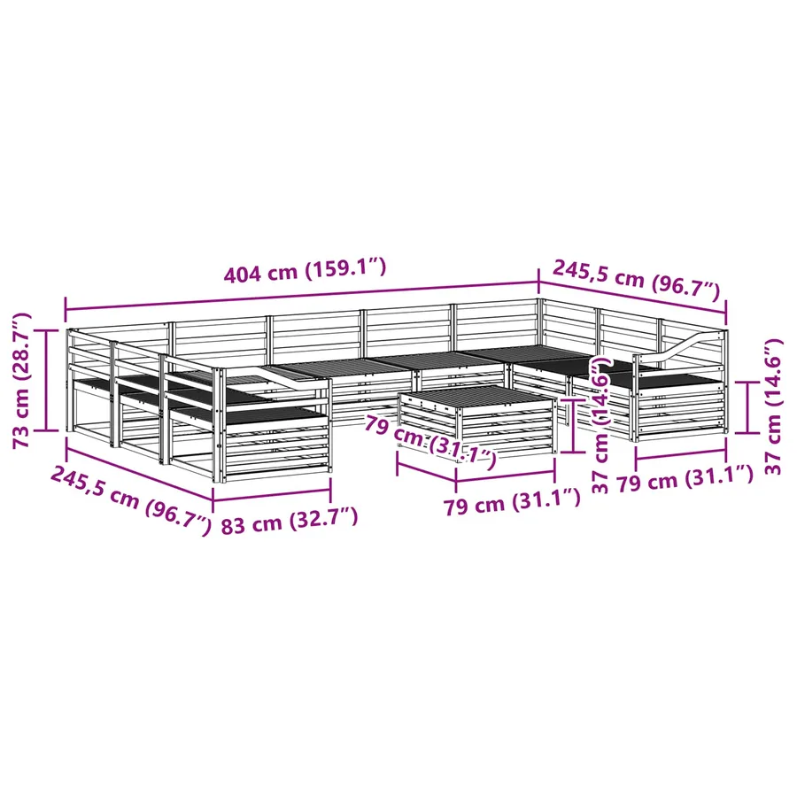 Ensemble de canapés d'extérieur 10 pcs Naturel - 10
