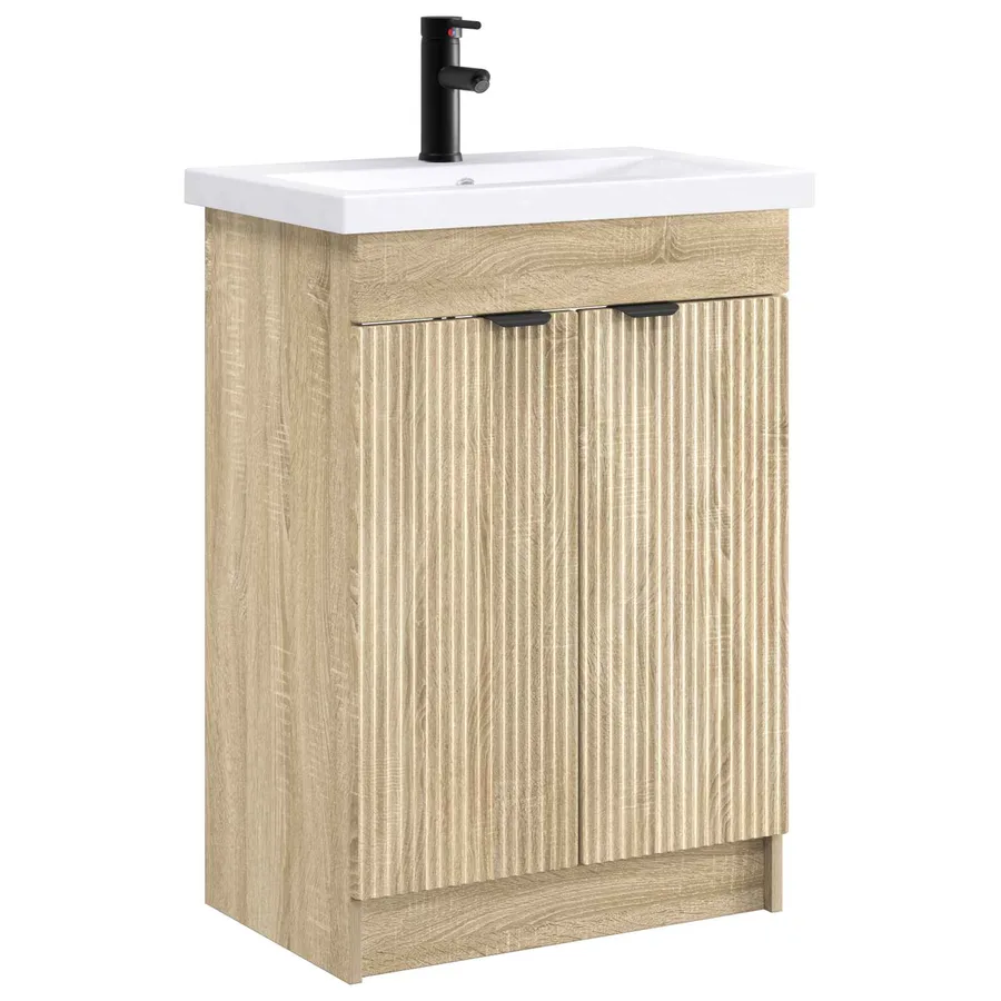 Ensemble de mobilier de salle de bain Chêne Sonoma - 2