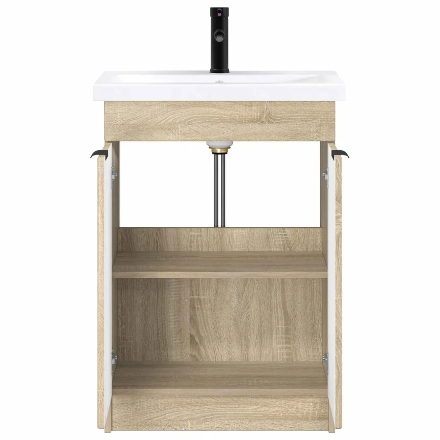 Ensemble de mobilier de salle de bain Chêne Sonoma - 3