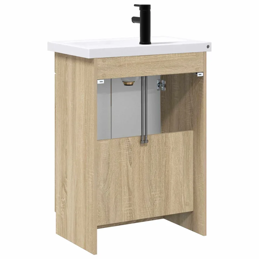 Ensemble de mobilier de salle de bain Chêne Sonoma - 7