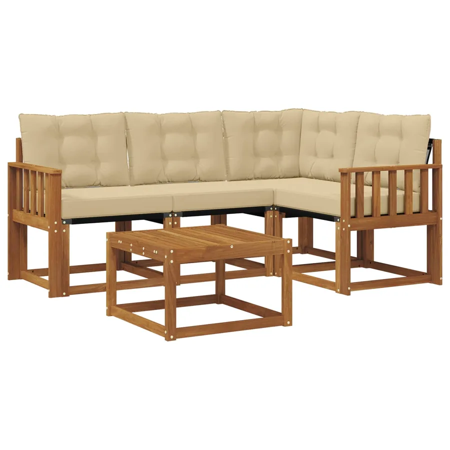 Ensemble de canapés d'extérieur 5 pcs Naturel et Beige - 2