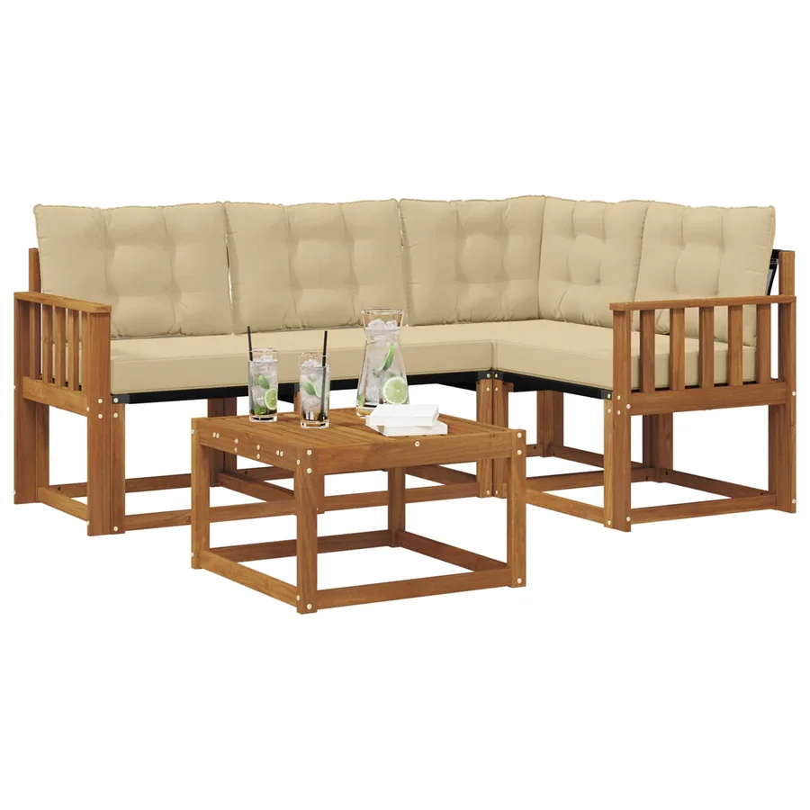 Ensemble de canapés d'extérieur 5 pcs Naturel et Beige - 3