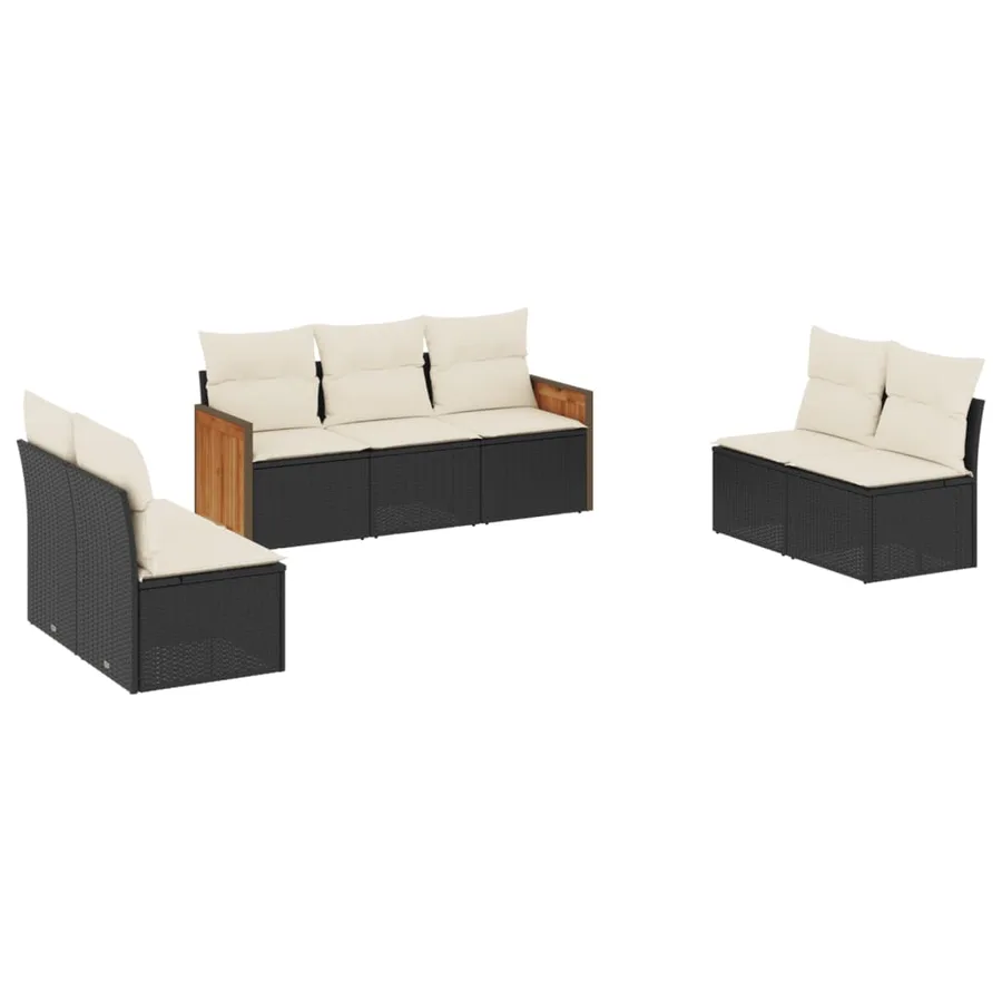 Salon de jardin 7 pcs avec coussins noir résine tressée 55 x 62 x 69 cm - 56,0 kg - 2