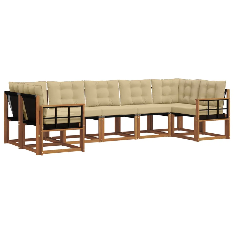 Ensemble de canapés d'extérieur 7 pcs Naturel et Beige - 2